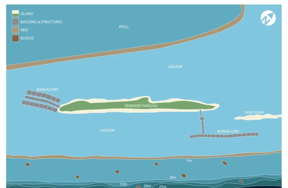 Bathymetric map of Dhidhoo Finolhu Beyru