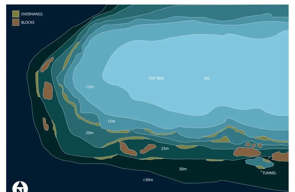 Bathymetric map of Himendhoo Thila