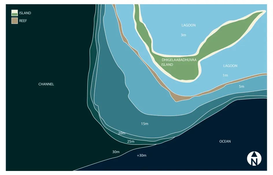 Bathymetric map of Dhigelaabadhuvaa