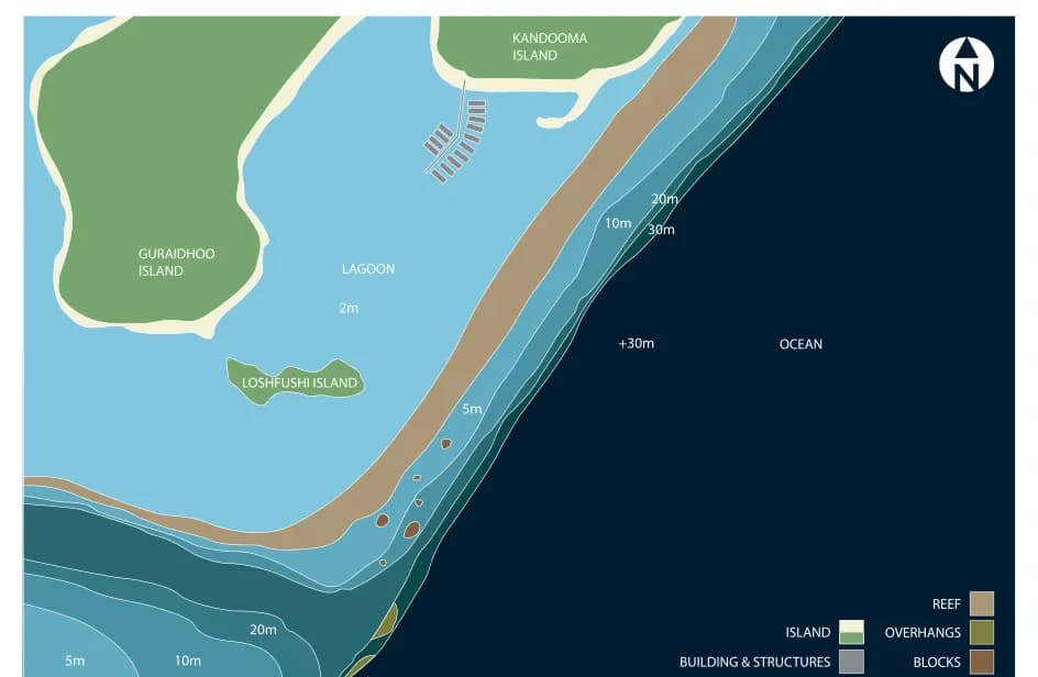 Bathymetric map of Kandooma Beyru