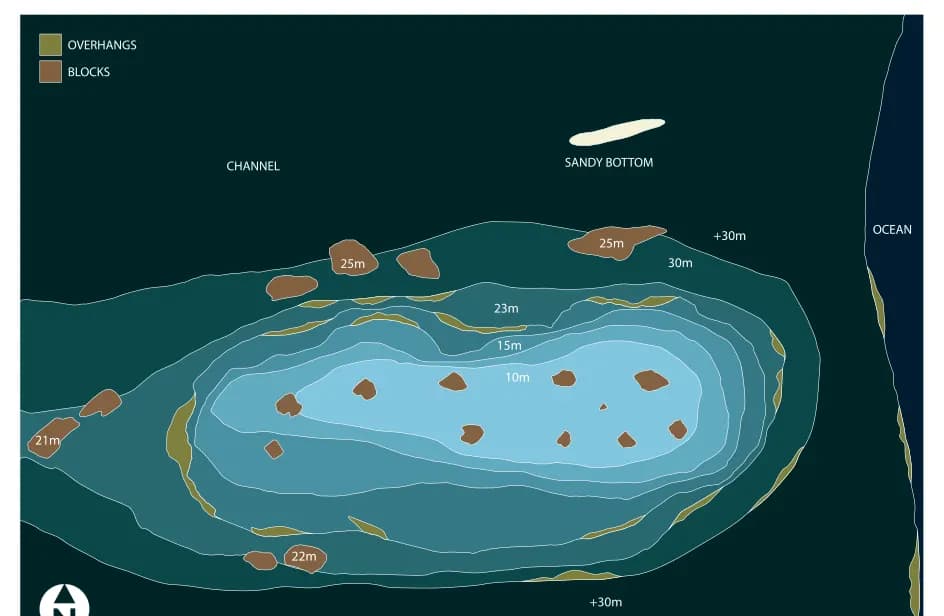 Kandooma Thila dive map