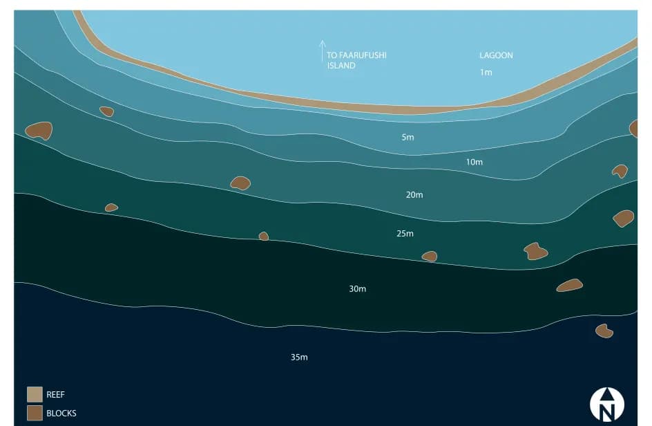 Bathymetric map of Faaru Fushi
