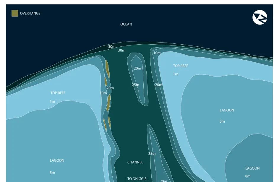Bathymetric map of Dhiggiri Kandu