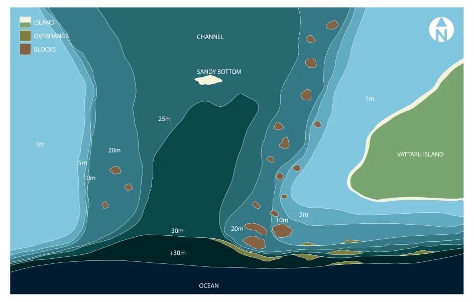 Bathymetric map of Vattaru Kandu