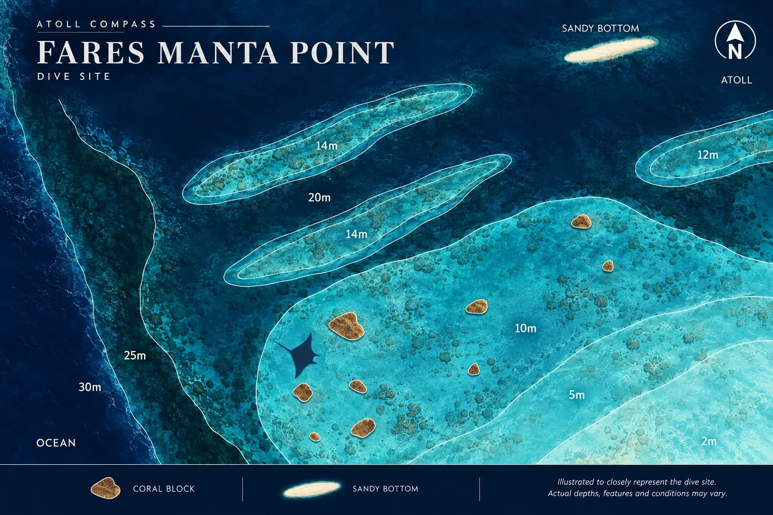 Fares Manta Point dive map