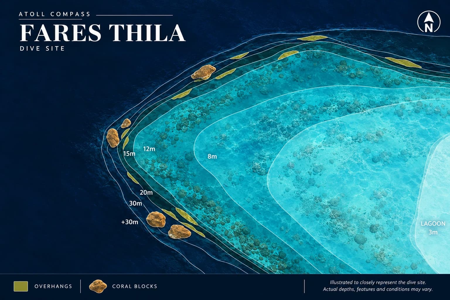 Fares Thila dive map