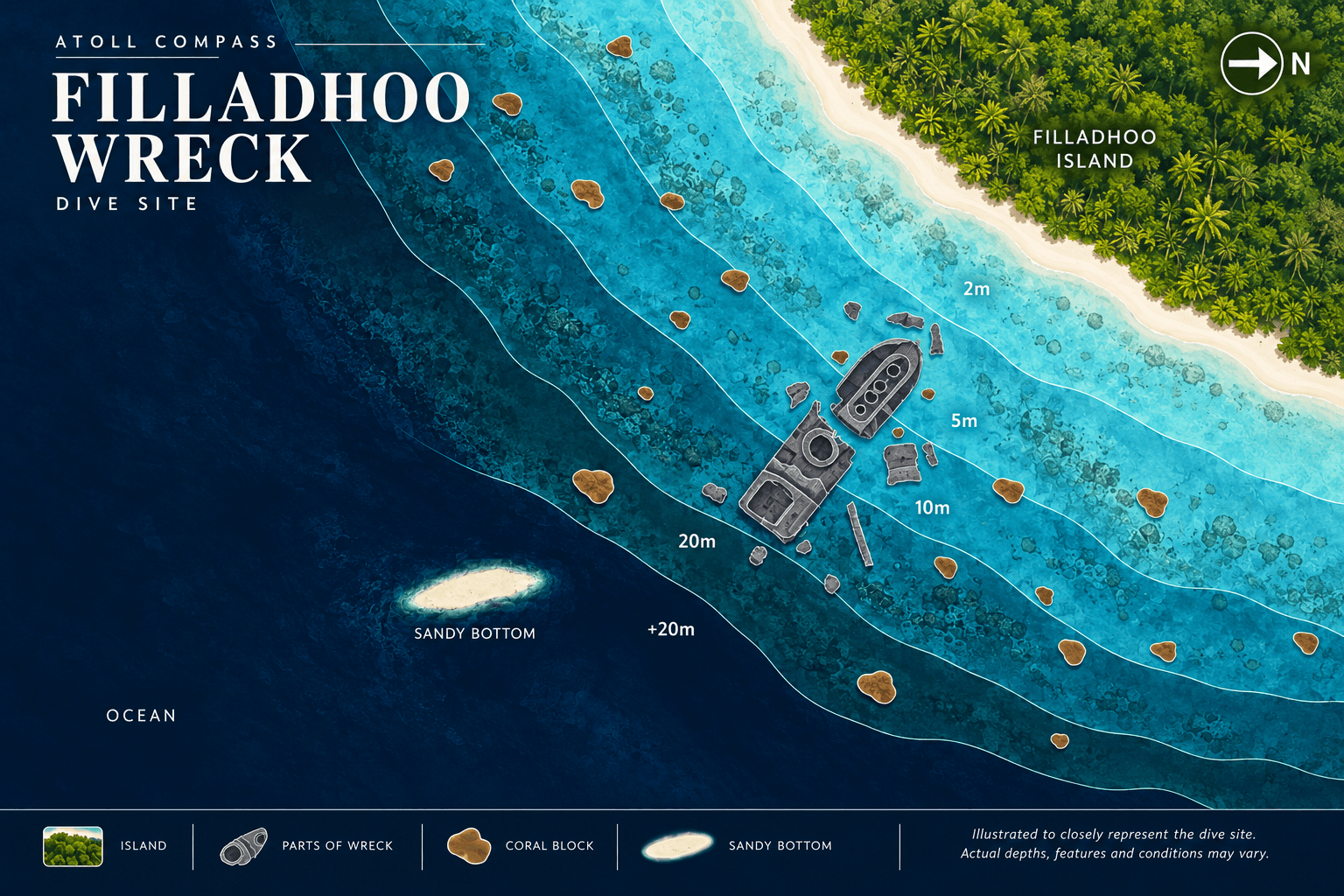 Filladhoo Wreck dive map