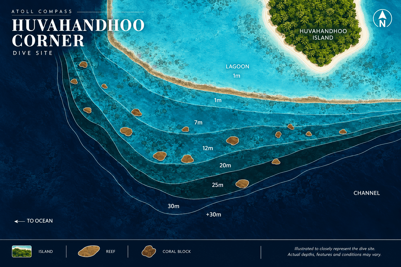 Huvahandhoo Corner dive map