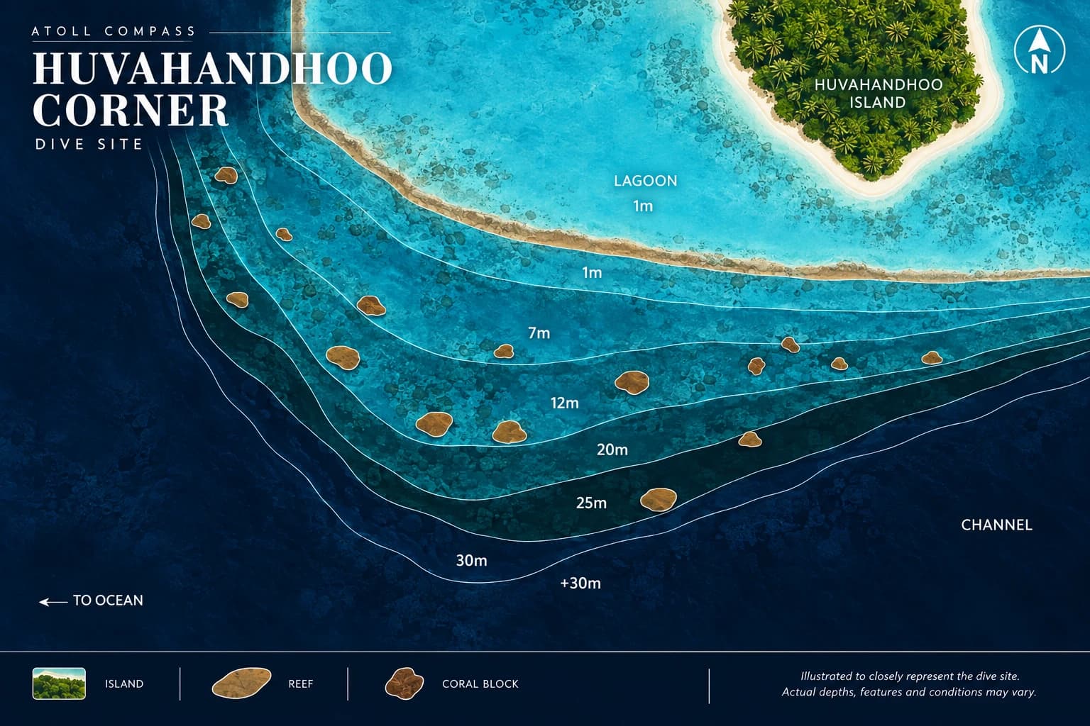 Huvahandhoo Corner dive map