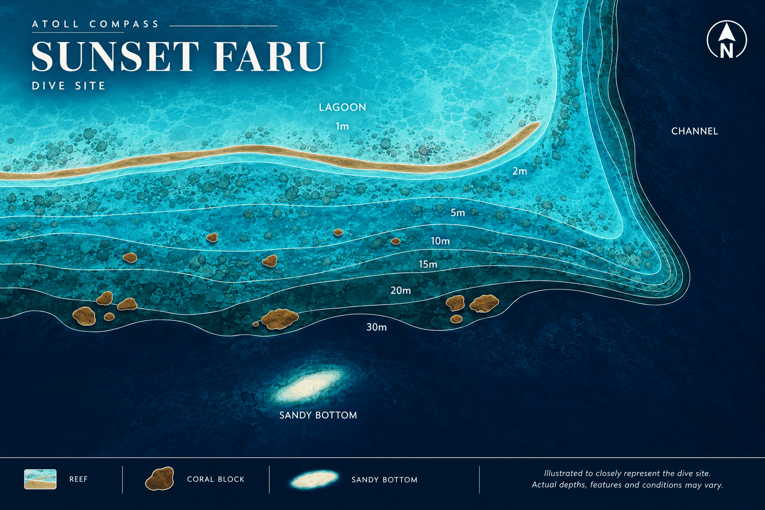 Sunset Faru dive map