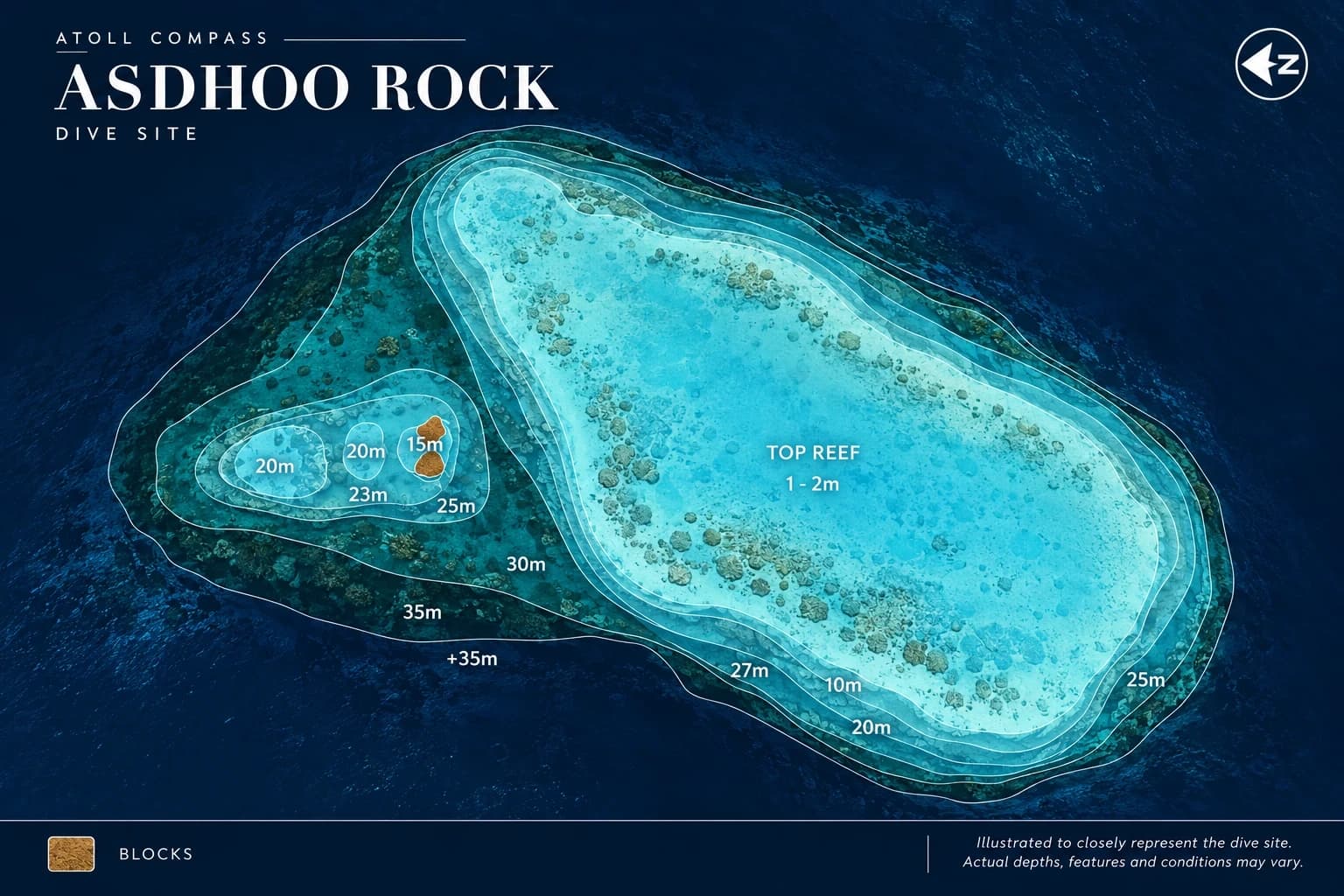 Asdhoo Rock dive map