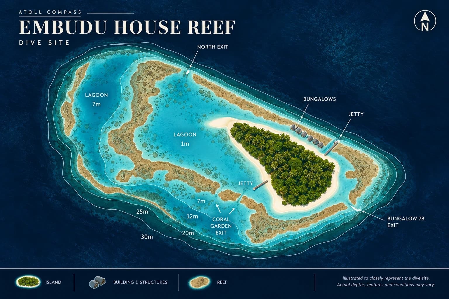 Embudu House Reef dive map