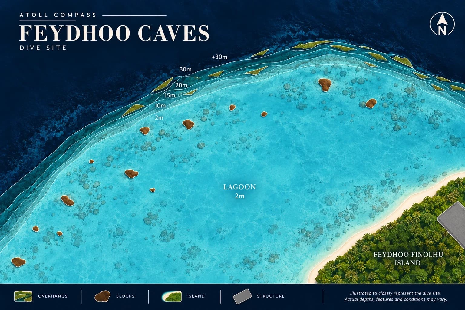 Feydhoo Caves dive map