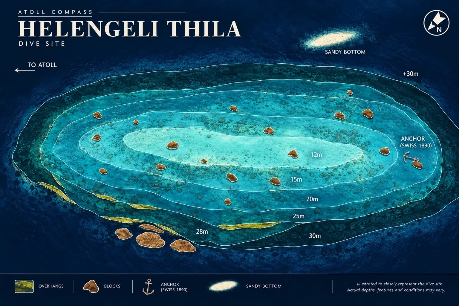 Helengeli Thila dive map