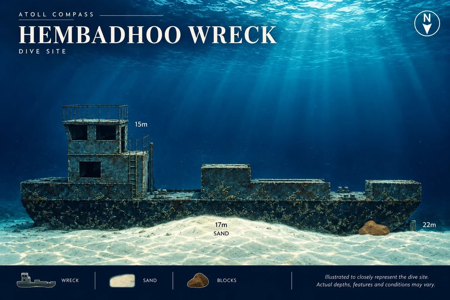Hembadhoo Wreck dive map