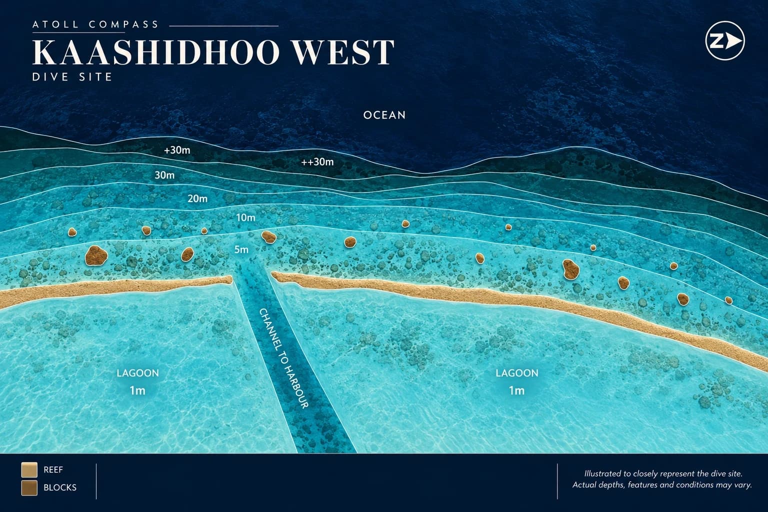 Kaashidhoo West dive map