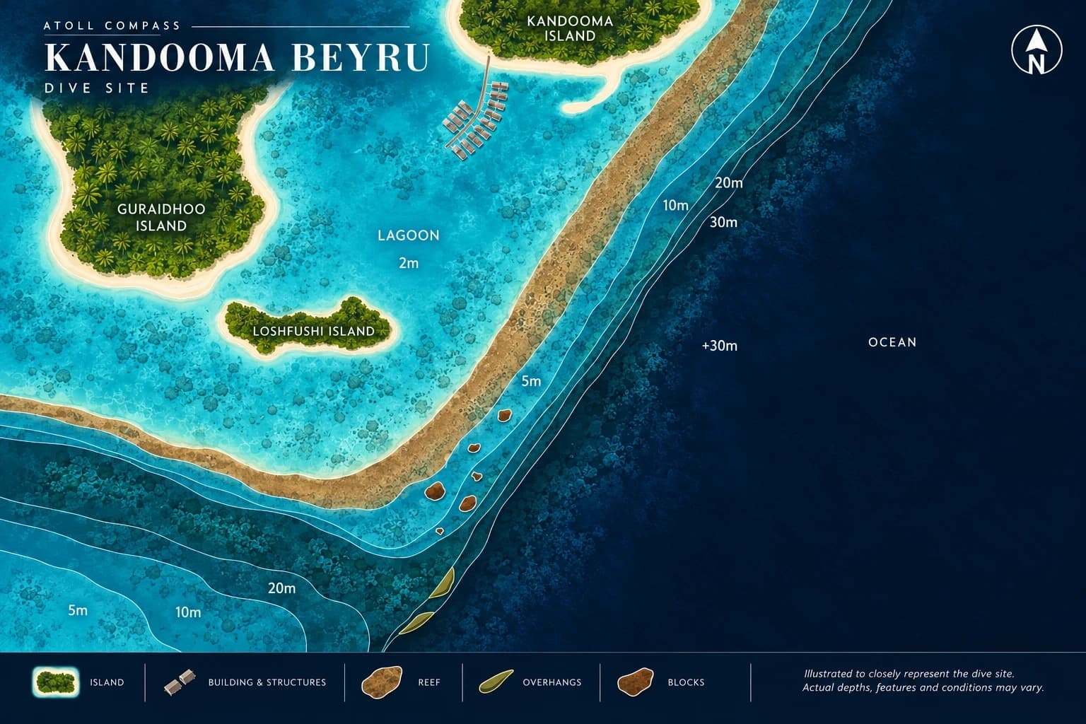 Kandooma Beyru dive map