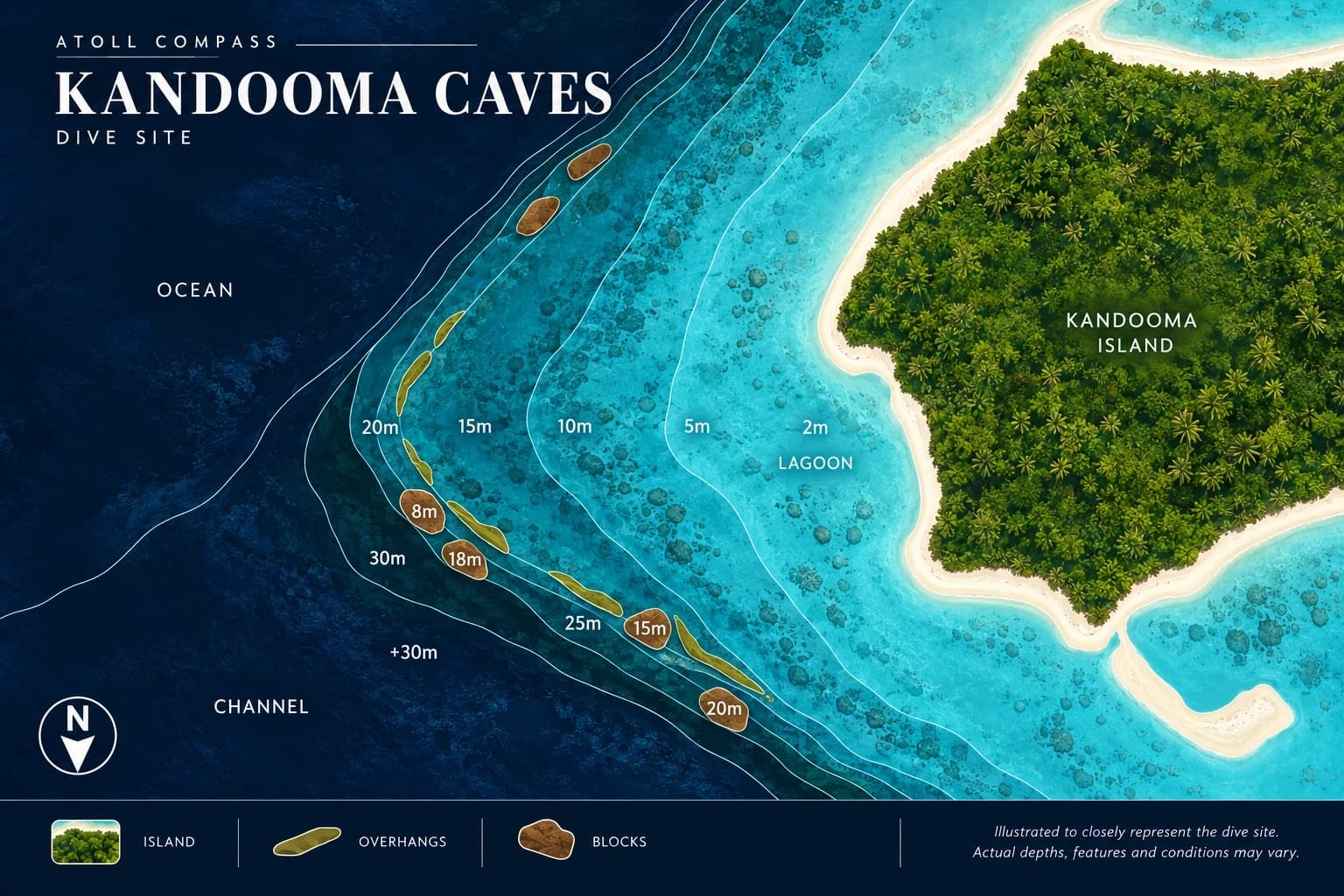 Kandooma Caves dive map