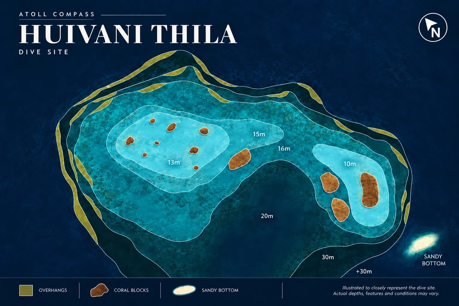 Huivani Thila dive map