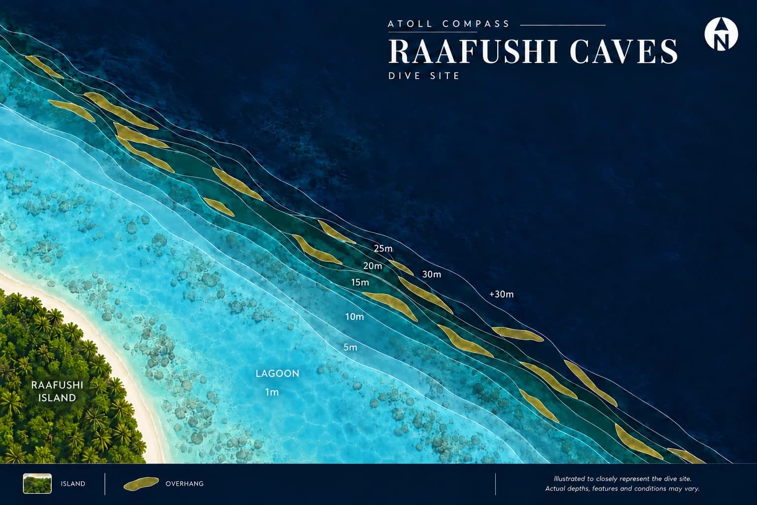 Raafushi Caves dive map