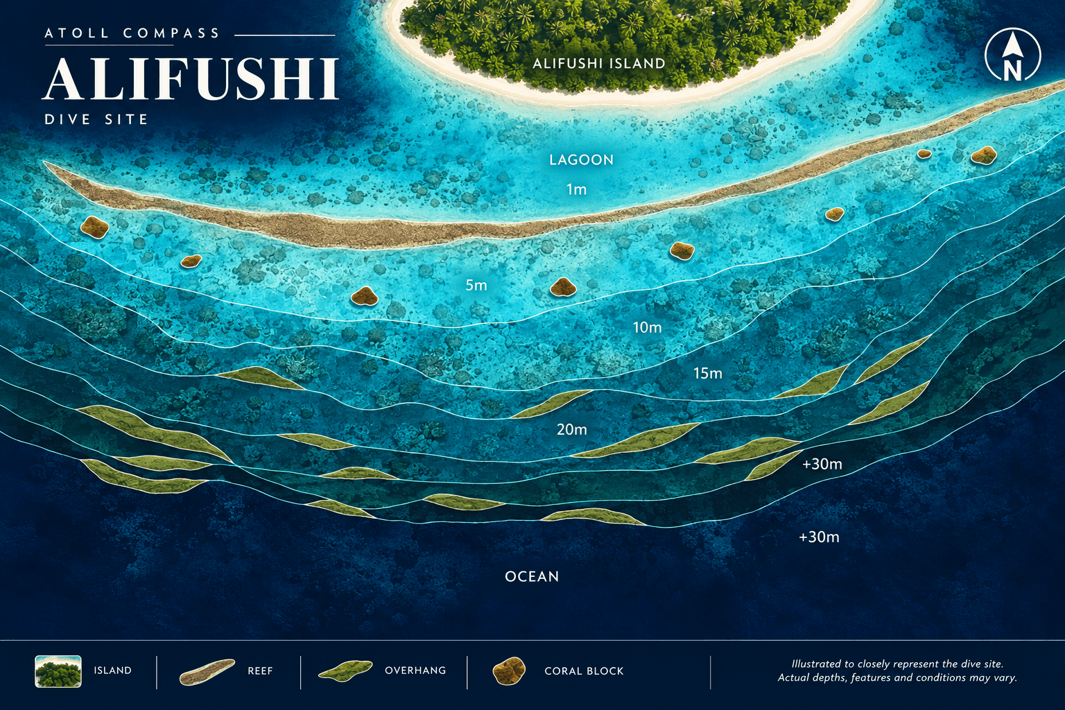 Alifushi dive map