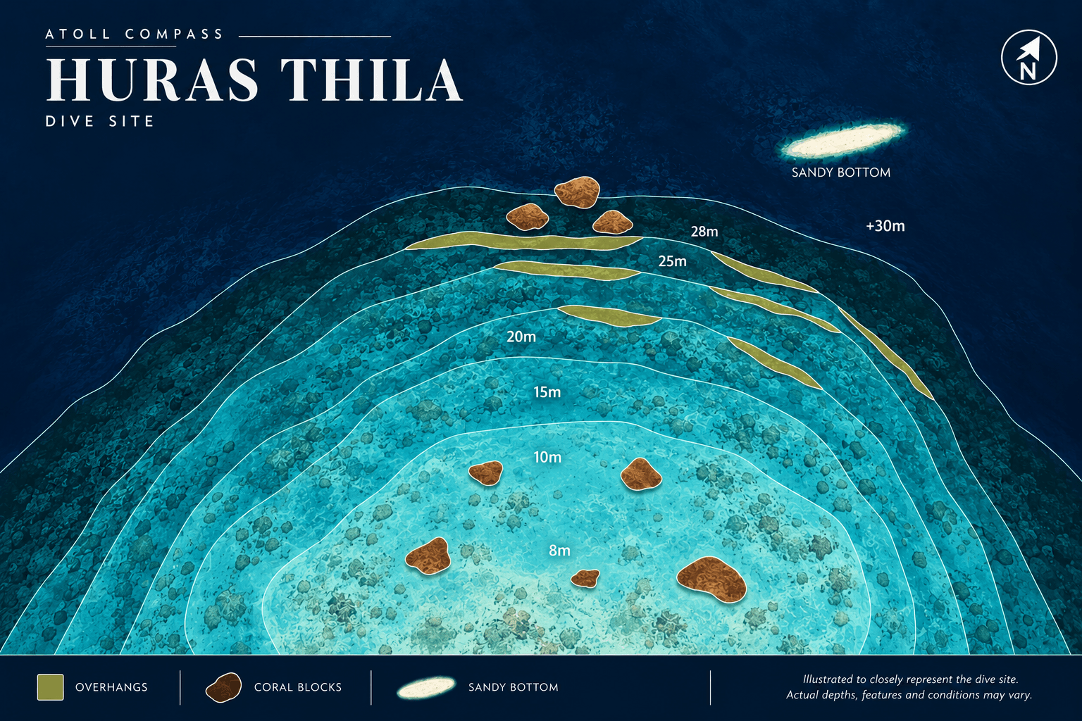 Huras Thila dive map