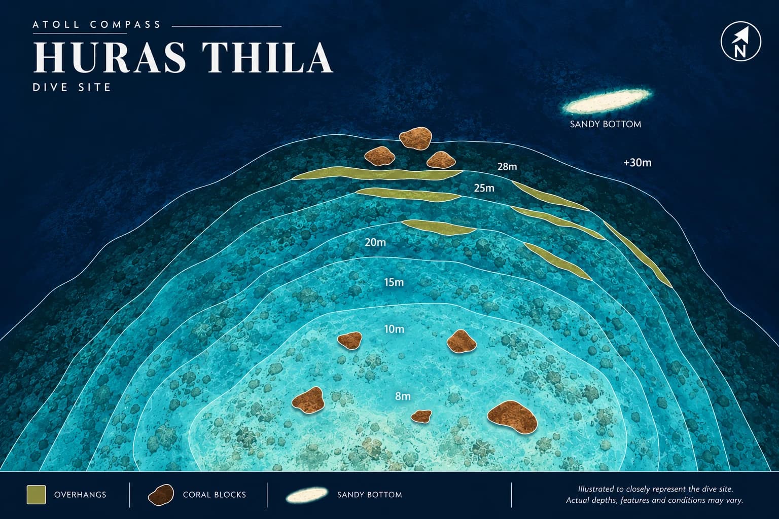 Huras Thila dive map