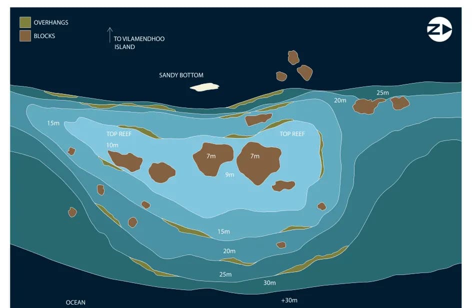 Bathymetric map of Vilamendhoo Thila