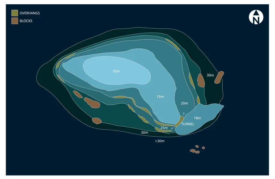 Bathymetric map of Dhonfanu Thila