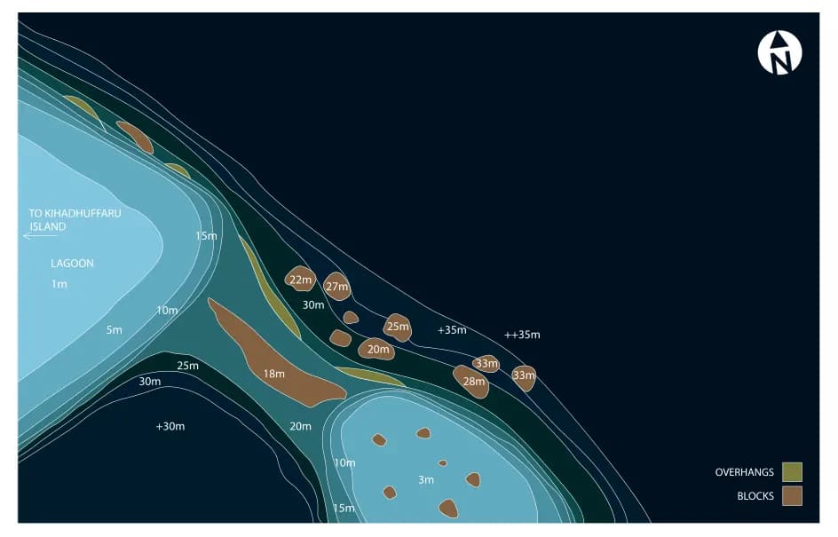 Bathymetric map of Kihadhuffaru Thila