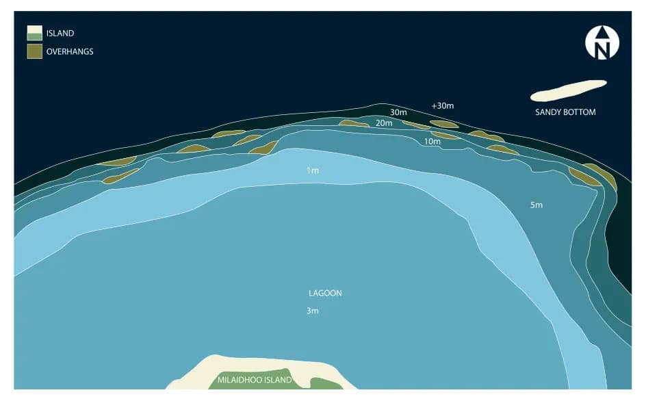 Bathymetric map of Milaidhoo Caves