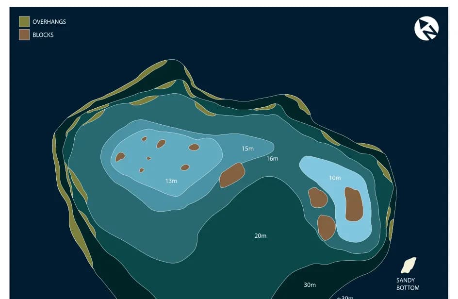 Bathymetric map of Huivani Thila
