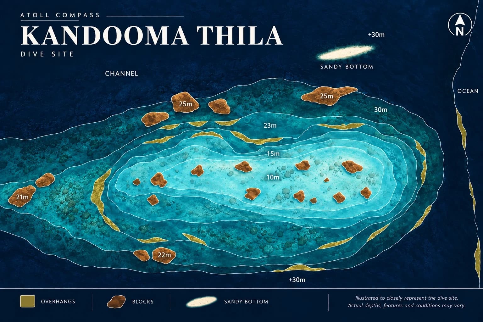 Kandooma Thila dive map